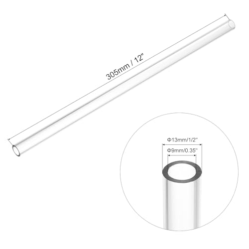 Image of uxcell Clear Rigid Tubing 9mm(0.35 inch) ID x 13mm(1 /2 inch) OD x 1Ft Length Round Plastic Polycarbonate Tube