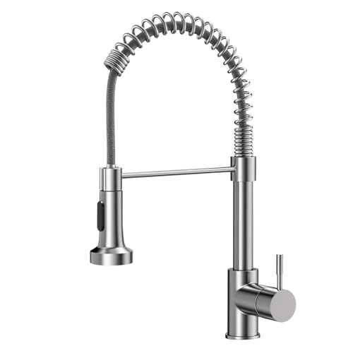 Sudnsadaks Wasserhahn Küche, Hochdruck Armatur Küche, Edelstahl Küchenarmatur Ausziehbar, Mischbatterie mit Herausziehbarer Brause, 360° Schwenkbar Zwei Sprühfunktionen, Spiralfeder Spültischarmatur