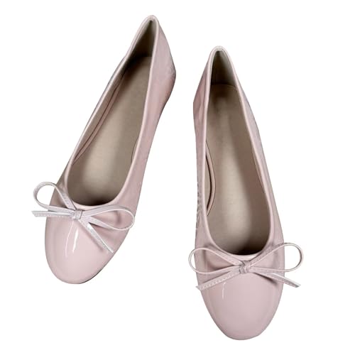Stunner Women's PU Leather Flats Comfortable Round Toe Bowknot Ballet Flats Fashion Slip On Flats