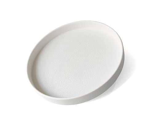 VCREATC Round White Small Tray (8 inch) - Sturdy Hard Plastic Mini Tray