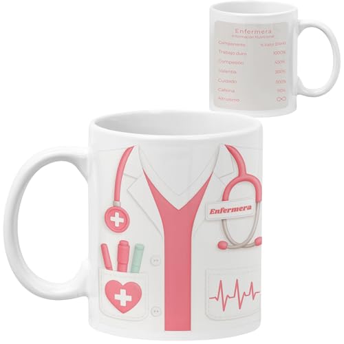 Quodelo Taza Enfermera con Brillo y Acabado Excepcional - Regalos para Enfermeras - Regalo para Enfermeras Comprometidas - Un Detalle que Agradecerá y Disfrutará cada Día