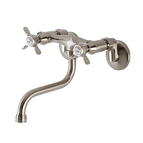 Kingston KS116SN Center Wall Mount Bathroom Faucet, Brushed Nickel