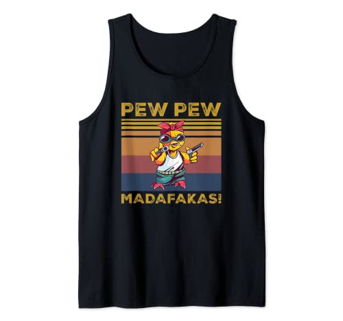 Pew Pew Madafakas Funny Chick Lover Gift Vintage Retro Camiseta sin Mangas
