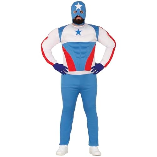 FIESTAS GUIRCA Disfraz de Capitán Superhéroe Hombre - Disfraz de Héroe de Cómics incl. Máscara - Disfraz Hombre Talla XL 56-58