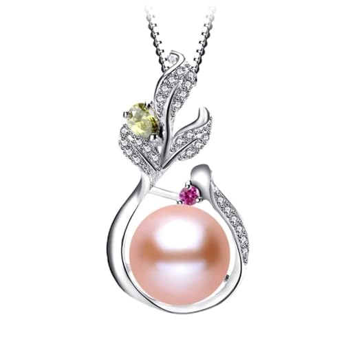 Pendentifs naturels de perles d'eau douce et collier cristal zircon pour femme