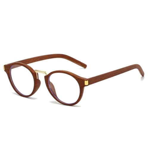 Lunettes rétro ovales anti-lumière bleue reposantes monture bois de thé