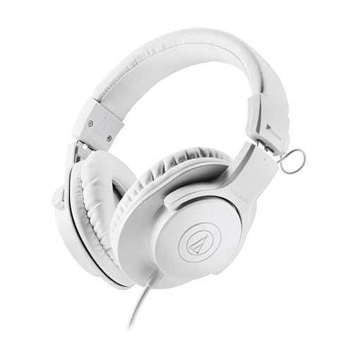 Image of Audio-Technica ATH-M20xWH Professional Monitor Headphones - White Bundle with Case and Austin Bazaar Polishing Cloth