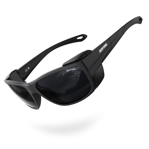 DEAFRAIN Sport Polarized Sunglasses for Men Women with Removable Side Shields for Hiking Skiing Climbing Running Traveling Classes UV400 Protection