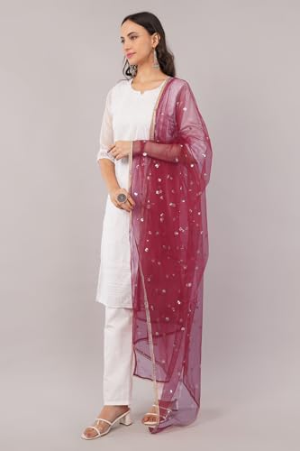 Image of Net Butti Dupatta for Women | Golden Lace Border Chunni | Butti Work Odhani | Wedding & Bridal Styling | Lightweight Drape | Kurti & Salwar Suit