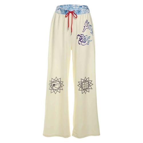 Women's Street Fashion Casual Pants with Contrasting Colors, Graffiti Prints, Loose and Versatile Sports Pants