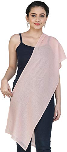Écharpe en pur cachemire tissé du Népal unie rose taille unique