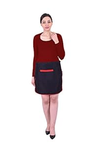 Switchon Polyester Waterproof Japanese Style Plain Free Size Waist Chef's Cooking Apron with One Pockets Kitchen Apron - Black 21x26 inch (54x66cm)