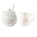 Ceramiczna Cukiernica Z Pokrywką I Dzbankiem Na Mleko, Garnek Do śmietany I Cukru, Pojemnik Na śmietankę Słoik Na Cukier, Zestaw Do Serwowania Kawy-Biały-Dzbanek mleka & Cukiernica