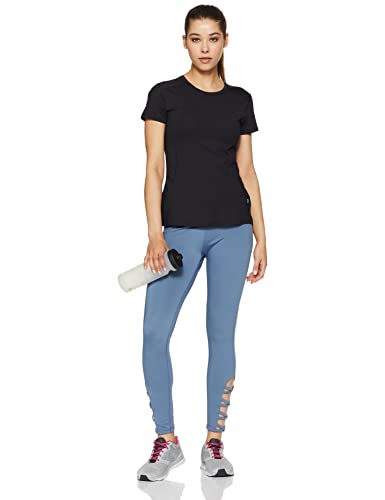 Image of Marks & Spencer Goodmove Womens Solid Polyester Blend Scoop Neck Regular Fit Short Sleeve Top