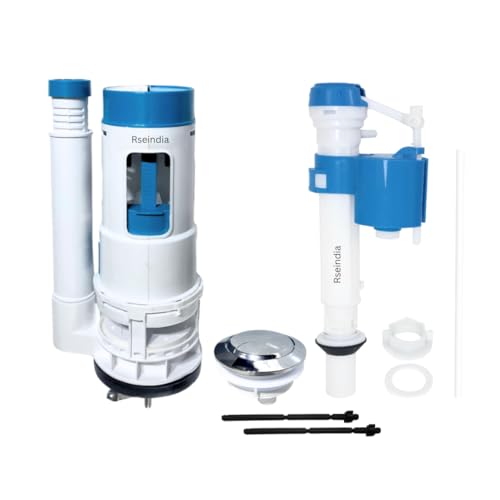 Image of crystal Water Saving toilet repairing kit Dual Flush Siphon with advance High pressure float valve With 58 mm chrome plated button For one piece flush Tank Commode