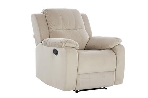 Image of Urban living - Joseph Single Seater Fabric Manual Recliner | 1 Seater Sofa | Single Sofa Recliner | 1 Seater Chair Sofa | 1 Year Warranty | Beige