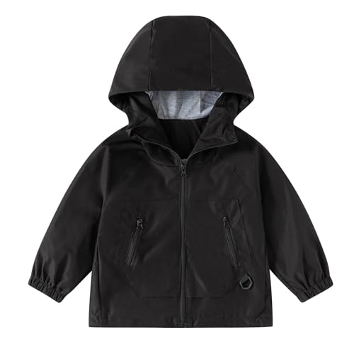 Toddler Boys Girls Hooded Jacket Windbreaker Casual Outerwear Kids Lightweight Zip Up Jackets Baby Cute Coat