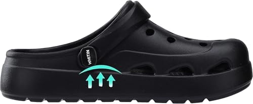 WHITIN Garden Clogs with Arch Support for Women and Men 9 W/8 M Black - 2