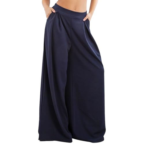 Pantalon Palazzo femme raffiné à pinces et finitions haut de gamme MS-6934