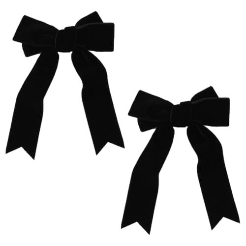 GXGM 2 Stück Schleifen-Haarspangen, französische Haarspangen für Damen, Satin-Schleifen-Samt-Haarspangen, Schwarze Schleifen-Haarspangen, Elegante Mädchen-Kinder-Haar-Accessoires