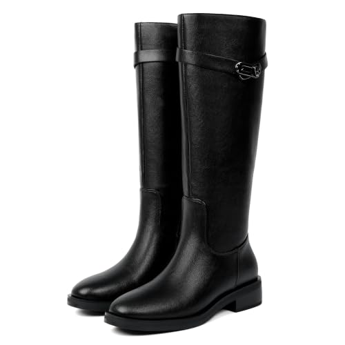 Image of Modatope Knee High Boots Women Round Toe Chunky Heel Fall Boots