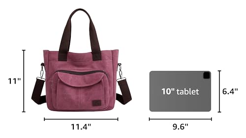 Bolso Tote de lona para mujer multi bolsillo miniatura 3