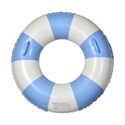 Anillo de natación, flotador inflable, natación en la piscina, flotador para adultos, anillos gruesos duraderos con asas antivuelco, patrón de rayas para playa, fiestas en la piscina, diversión