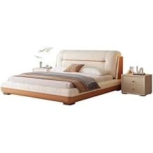 OUDINI Cream Style French Bed Strong Wood Slats Support King Size Upholstered Platform Bed Frame No Box Spring Needed