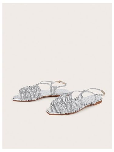 Image of Verdusa Women's Metallic Braided Slingback Sandals Casual Strappy Sandals