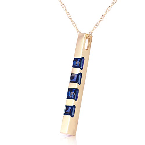 Galaxy Gold GG 14k Solid Yellow Gold Necklace Bar with 0.35 Carat Natural Sapphire3