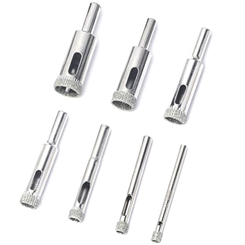 Diamond Glass Drill Bits 7-Piece Set, 1/8"-1/2