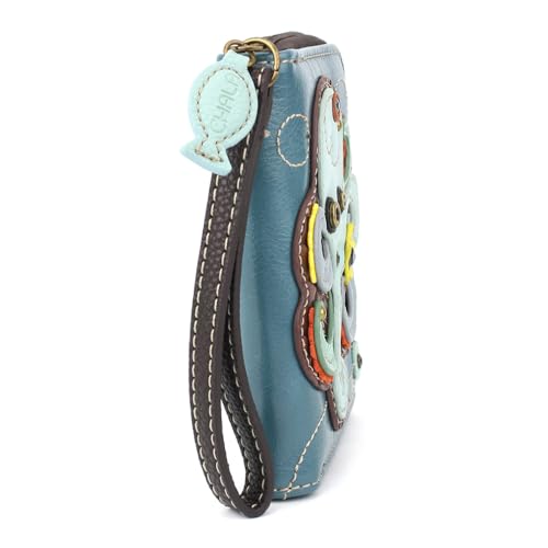 Image of CHALA Zip Around Wallet, Wristlet, 8 Credit Card Slots, Sturdy Pu Leather - Octopus - Blue