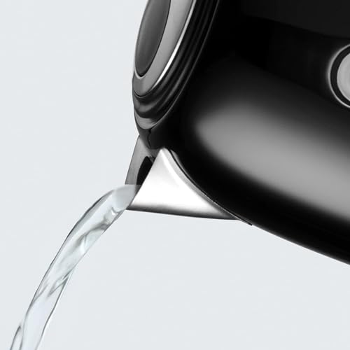 Russell Hobbs Black Stainless Steel Electric 1.7L Cordless Kettle (Quiet & Fast Boil 3KW, Removable washable anti-scale filter, Push button lid, Perfect pour spout) 20462
