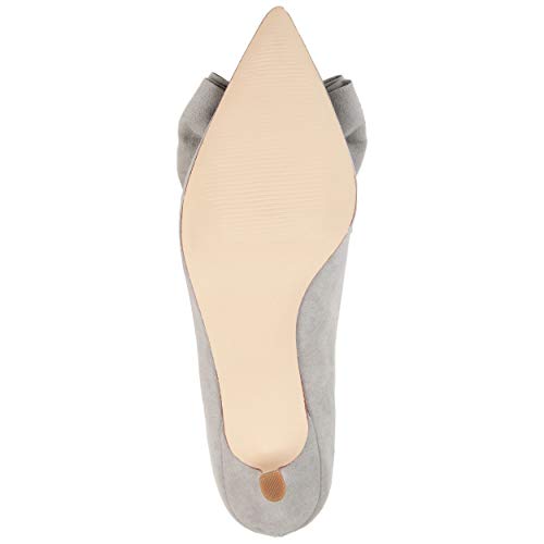 Brinley Co. Womens Pointed Toe Bow Pump Grey, 6.5 Regular US4