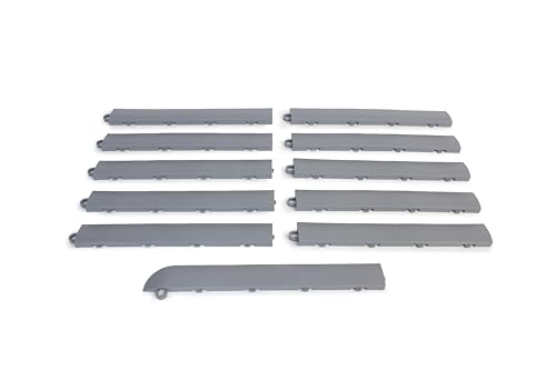 Big Floors Garage Floor Transition Edge, Interlocking Modular Garage Floor Edging Compatible with RaceDeck, GarageTrac & GarageDeck Tiles (Male, 11 Pack, Gray)