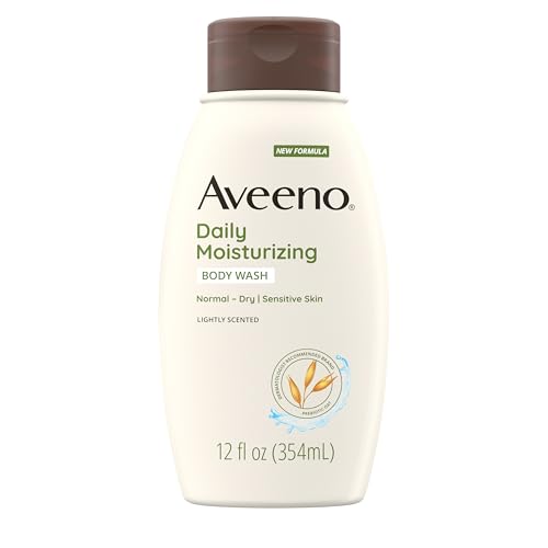 Image of Aveeno Daily Moisturizing Body Wash with Soothing Oat, Creamy Shower Gel, Soap-Free and Dye-Free, Light Fragrance, 12 fl. oz (Pack of 4)