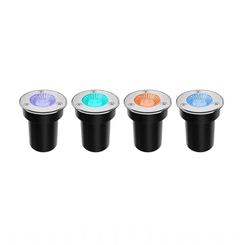 GUODDM Lámpara De Pie Redonda Para Exterior De 3 W, 4 Focos LED, Luz De Pozo Subterráneo, Minilámpara De Paisaje COB, IP67, Resistente Al Agua, Iluminación De Paisajes(White,3W(85-265v))