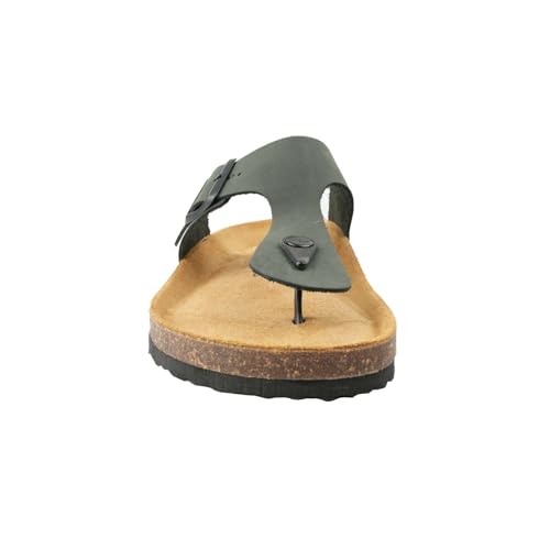 Image of 100% Genuine Leather Men's Sandals - Comfortable Cushioned Smart Foam Footbed, Slip-On Slides for Casual Summer Wear, Adjustable Fit, Durable Non-Slip Sole