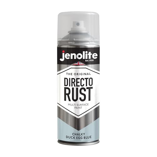 JENOLITE Directorust Chalky Spray Paint | DUCK EGG BLUE | 400ml | Multi-Surface Chalky Finish Spray Paint | Ideal For Furniture, Ornaments, Picture Frames | Interior & Exterior Use | BS 16C33