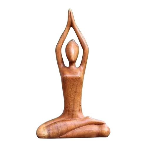 ETUCYNG 4 x 10 x 18 cm Yoga Figures Yoga Sculpture Woman Meditation Figure Wooden Girl Arts Decorative Table Decorative Indoor Outdoor Table Decoration