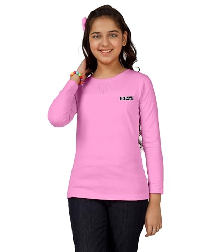 Image of KYDA KIDS Girl's 100% Cotton Antibacterial Full Sleeve Solid T-Shirt (Pack of 1)