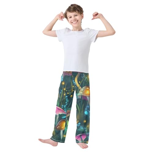 ZZXXB Bright Mushroom Boys Long Pants Soft Trousers Elastic Waist Kids Lounge Bottoms with Pockets S-XL2