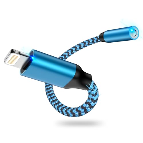 iPhone イヤホン変換アダプタ18cm Lightning - 3.5mm イヤホンジャツク HIFI音質 MFI認証 Haoano 24-bitハイレゾ ライトニング 3.5mm変換ケーブル 通話/音量調節 iPhone14/13/12/11/SE/