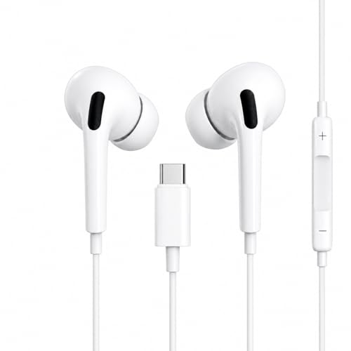 Image of Type-C Wired Earphones Compatible with iPhone 15, 16, 17, 17 Pro, iPad & All USB-C Devices | Hi-Fi Stereo Sound, Deep Bass, Built-in Mic, Volume Control, Noise Isolation, Comfortable C Device ip61