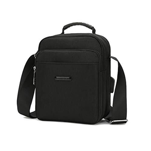 Sac Bandoulière Sacoche Homme Sacs à Bandoulière Sacoche Sac Porté épaule Shoulder Bag with USB Ports pour Téléphone Portable pour Voyage, Randonnée et Sports D'extérieur (Noir Sac Bandoulière)