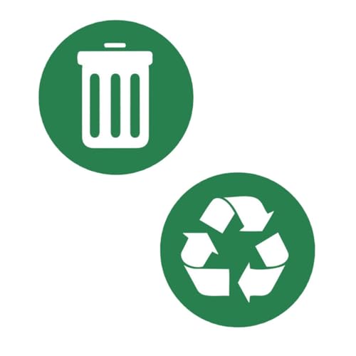 Zerodeko 2pcs Autocollants de Tri des Déchets pour Poubelle, Étiquettes Adhésives Vertes en Pvc Auto-adhésives et Amovibles, Usage Quotidien pour Recyclage Facile