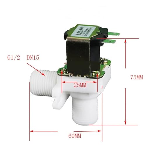 Électrovanne plastique 1/2 DN15 12V normalement ouverte angle droit fontaine