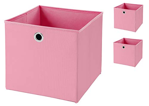 CM3 3 Stück Rosa Faltbox 33 x 33 x 33 cm Aufbewahrungsbox faltbar Cover