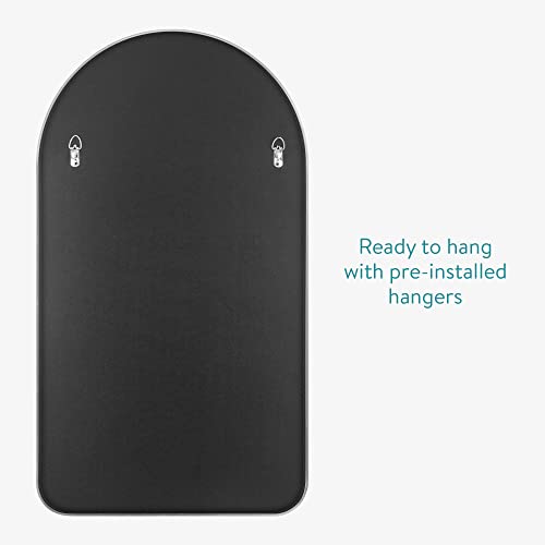 Navaris Arched Wall Mirror - Silver Arch Framed Mirror - 17.7X31.5 Wall-Mounted Mirror With Silver Aluminum Alloy Frame For Living Room Bathroom Hall #TOP5