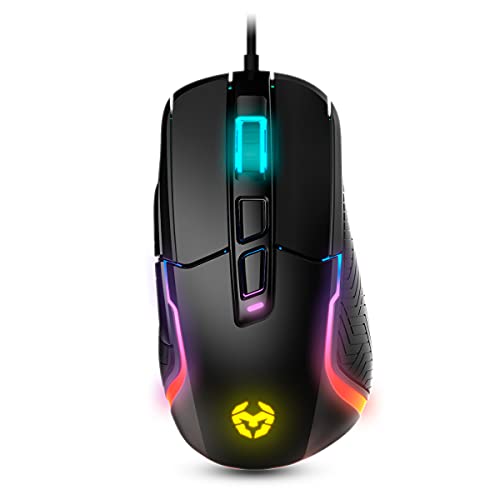 KICK -NXKICK- Mouse da gioco RGB Rainbow, sensore ottico PixArt 3327 fino a 12000 DPI, 6 livelli DPI (800-6200), software avanzato, nero - Mouse gaming - Immagine 4